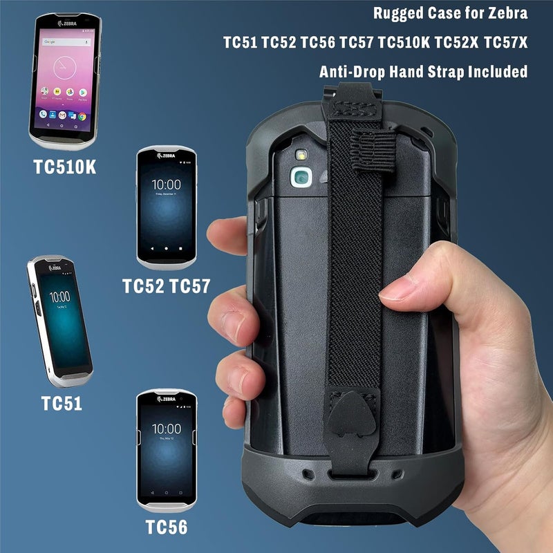 Mutelen Case for Zebra TC51 TC52 TC52X TC56 TC57 TC57X TC510K TC520 TC520K – Rugged Protective Cover with Strap, Bumper, Boot-Style Holster, Handheld Barcode Scanner Accessory SG-TC51-EXO1-01 (Black) - Image 2